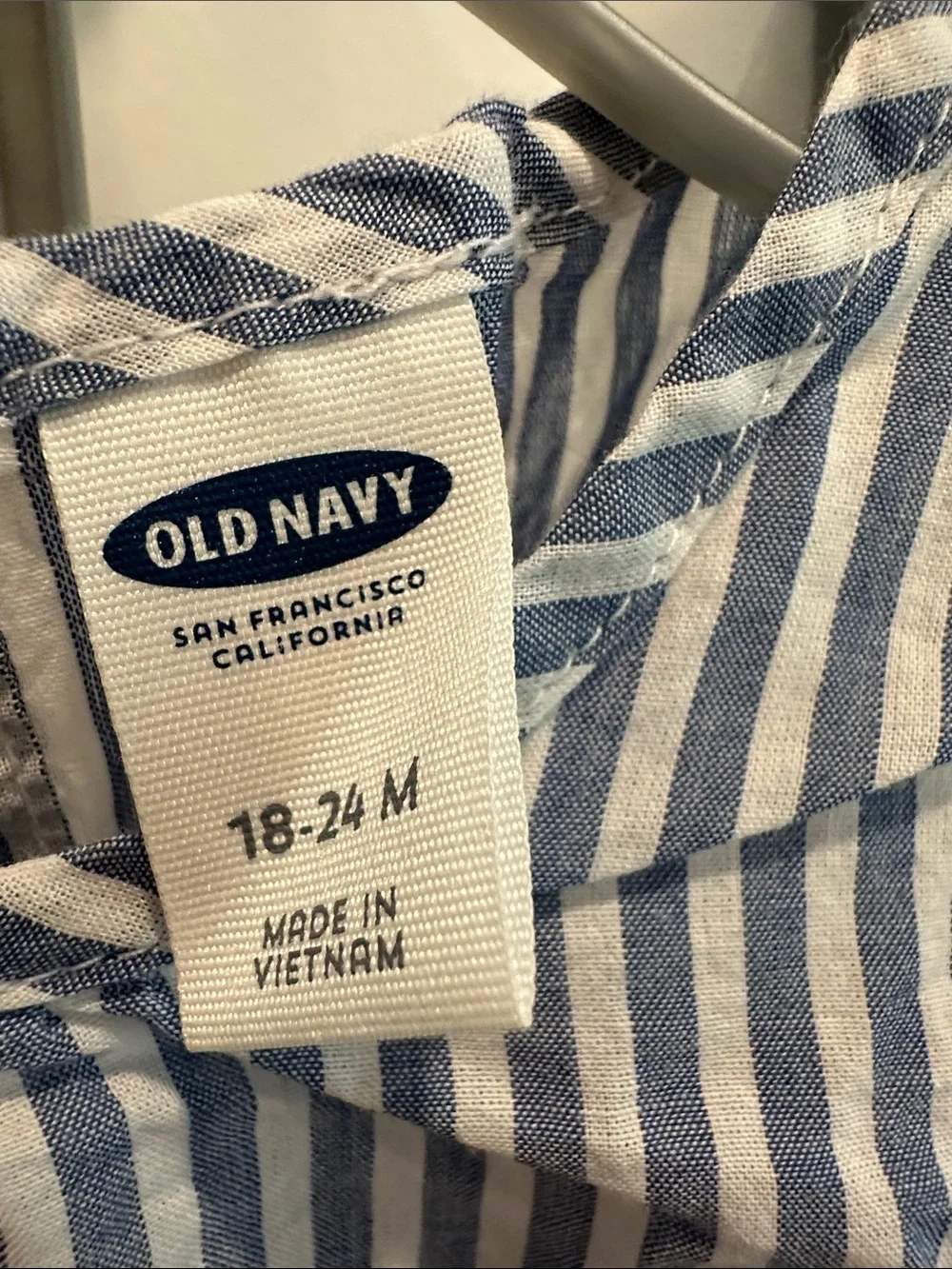 Old Navy Blue & White Striped Baby Tunic with pink leggings